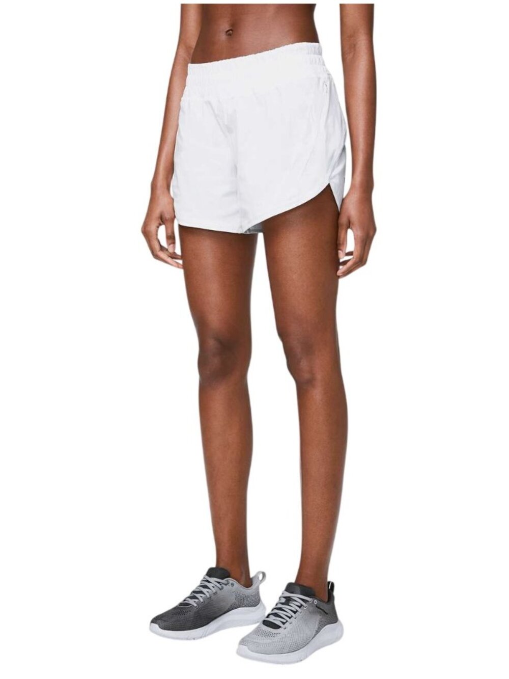 Lululemon Track That 5" Shorts Womens Size 6 White Mid Rise Running Athletic Zip